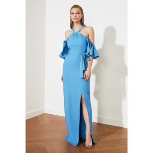 Trendyol Blue Neck Detailed Evening Dress & Graduation Gown