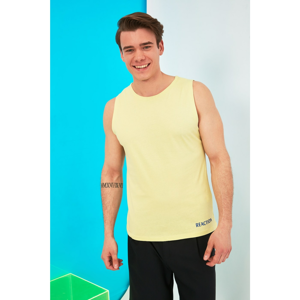 Trendyol Men's Yellow Crew Neck Zero Sleeve Printed Regular Fit Undershirt