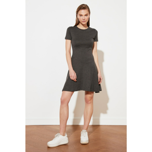 Trendyol Anthracite Skater Mini Knitted Dress