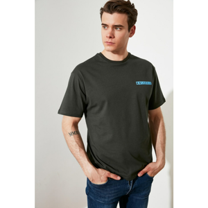 Trendyol Khaki Men's Relaxed Fit Crew Neck Short Sleeve Printed TShirt