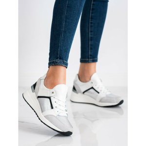 GOODIN WHITE AND SILVER LEATHER SNEAKERS