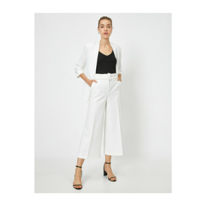 Koton Women's White High Waist Culotte Pants