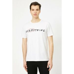 Koton Men's White Letter Printed T-Shirt