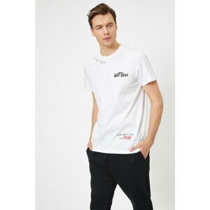 Koton Man White Letter Printed T-Shirt