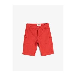 Koton Boy Red Cotton Shorts With Pocket