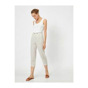 Koton Women Ecru Button Detailed Trousers