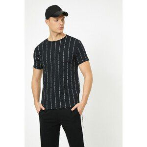 Koton Crew Neck Printed Line Printed Slim Fit T-Shirt