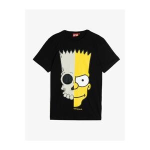 Koton Men's Black Simpson Licensed Printed T-Shirt