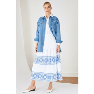 Trendyol White High Waist Printed Skirt