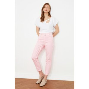 Trendyol Pink Double Button High Waist Mom Jeans