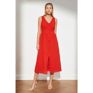 Trendyol Red Buttoned Brode Dress