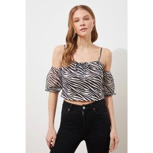 Trendyol Black Zebra Pattern Knitted Blouse