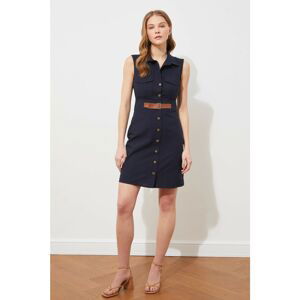 Trendyol Navy Blue Belt Detailed Buttoned Dress