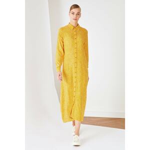 Trendyol Yellow Shirt Collar Viscose Dress