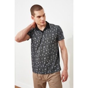 Trendyol Anthracite Men's Regular Fit Short Sleeve Jacquard Polo T-shirt