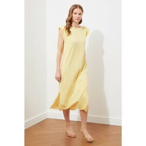 Trendyol Yellow Striped Padded Knitted Dress