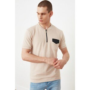 Trendyol Beige Men's Regular Fit Short Sleeve Pocket Detailed T-Shirt