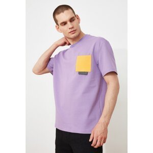 Trendyol Lilac Men's Wide Cut Short Sleeve Contrast Pocket Detailed Sweatshirt