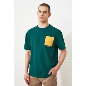Trendyol Green Men's Wide Cut Short Sleeve Contrast Pocket Detailed Sweatshirt