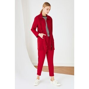 Trendyol Claret Red Shirt Collar Tunic Trousers Bottom-Top Suit