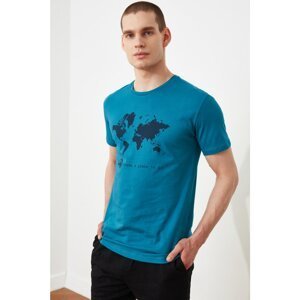 Trendyol Blue Men's Regular Fit Short Sleeve T-Shirt