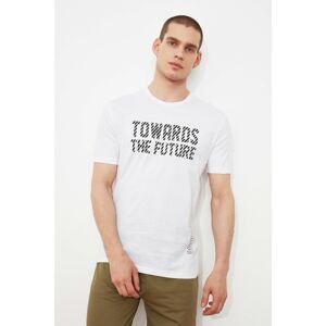 Trendyol White Men's Slim Fit Crew Neck Short Sleeve Printed T-Shirt