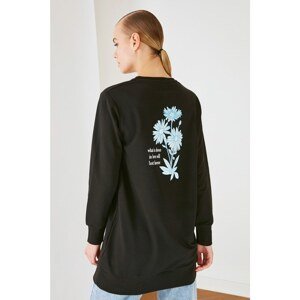 Trendyol Black Printed Knitted Sweatshirt