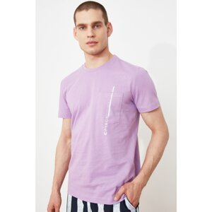 Trendyol Lila Men's Regular Fit Short Sleeve Printed T-Shirt