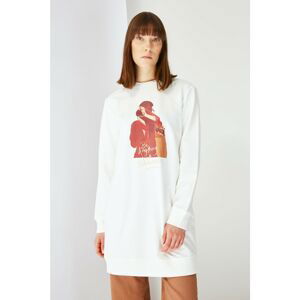 Trendyol Ecru Printed Crew Neck Knitted Sweatshirt