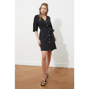 Trendyol Black Belted Buttoned Dress