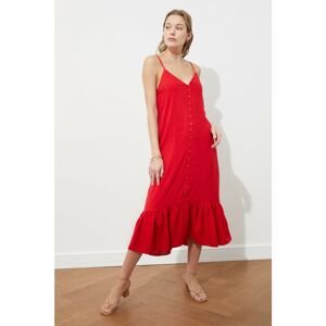 Trendyol Red Strapped Buttoned Dress