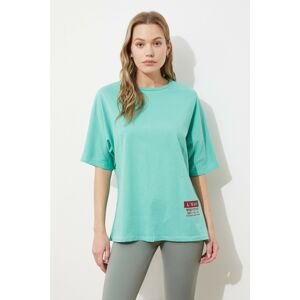 Trendyol Mint Oversize Back Printed Knitted T-Shirt
