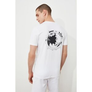 Trendyol White Men's Slim Fit Printed Short Sleeve T-Shirt