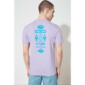Trendyol Lila Men's Regular Fit Crew Neck Short Sleeve Printed T-Shirt
