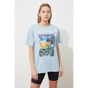 Trendyol Open Printed Boyfriend Knitted T-Shirt