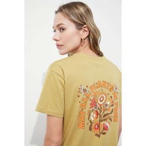 Trendyol Green Back Printed Semi-Fitted T-Shirt