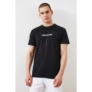 Trendyol Black Men's Regular Fit Short Sleeve Printed T-Shirt
