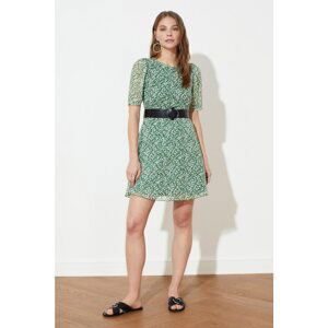 Trendyol Green Belt Patterned Dress