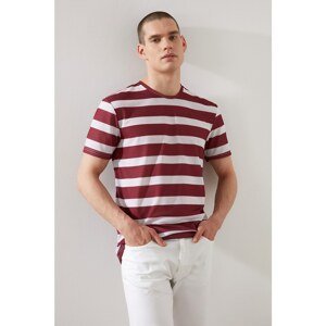 Trendyol Claret Red Men's Striped T-Shirt