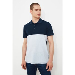 Trendyol Navy Blue Men's Regular Fit Short Sleeve Color Block Polo T-shirt