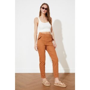 Trendyol Tan Button Detailed High Waist Mom Jeans