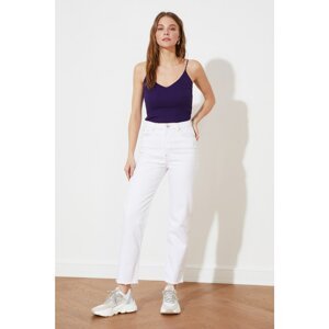 Trendyol White High Waist Straight Jeans