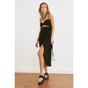 Trendyol Black Cut-Out Detailed Tasseled Beach Dress