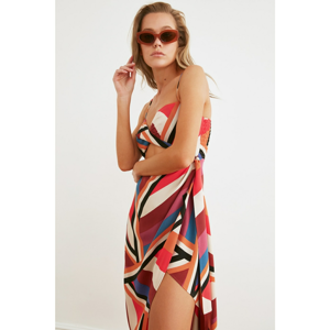 Trendyol Colorful Cut-Out Detailed Tasseled Beach Dress