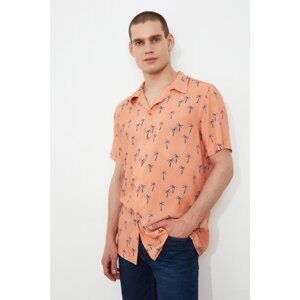 Trendyol Salmon Men's Regular Fit Apron Collar Short Sleeve Tropical Shirt