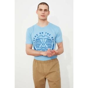 Trendyol Blue Men's Slim Fit Short Sleeve T-Shirt