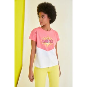 Trendyol Pink Printed Semifitted Knitted T-Shirt