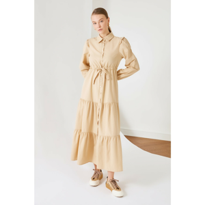 Trendyol Beige Shirt Collar Hijab Dress