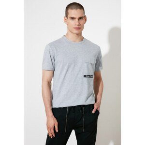 Trendyol Gray Men's Regular Fit Short Sleeve Pocket Detailed T-Shirt