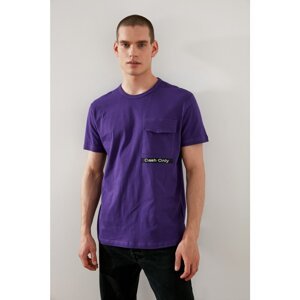 Trendyol Purple Men's Regular Fit Short Sleeve Pocket Detailed T-Shirt